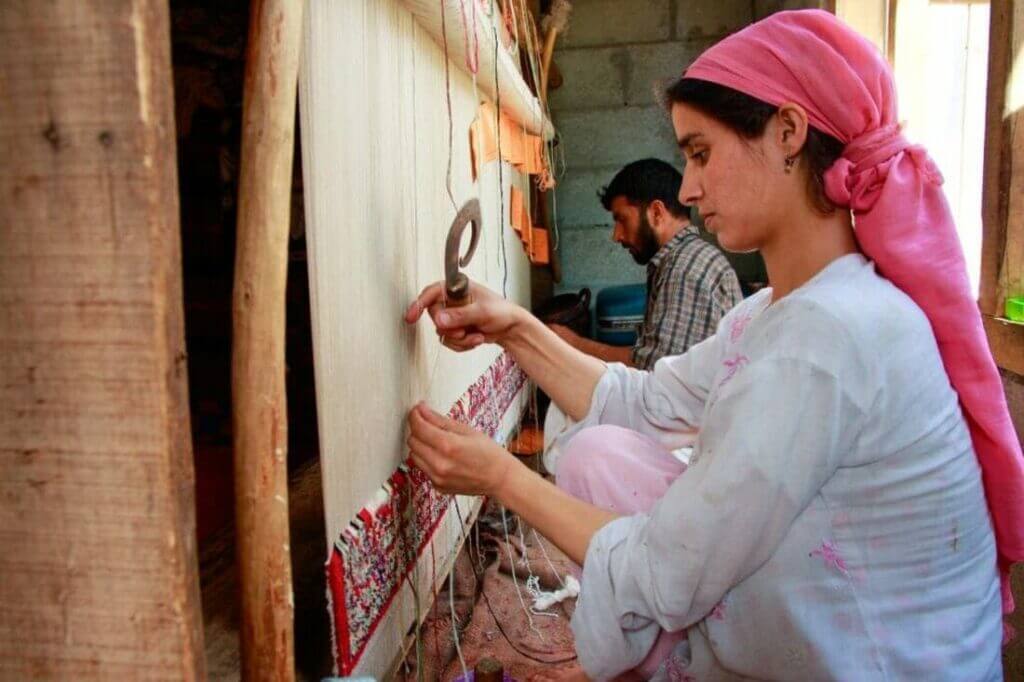 Handwoven kashmiri silk carpets